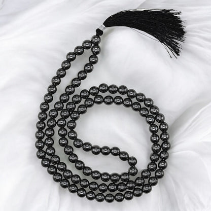 Hematite Gemstone 108 Bead Japa Mala Necklace for meditation and prayer