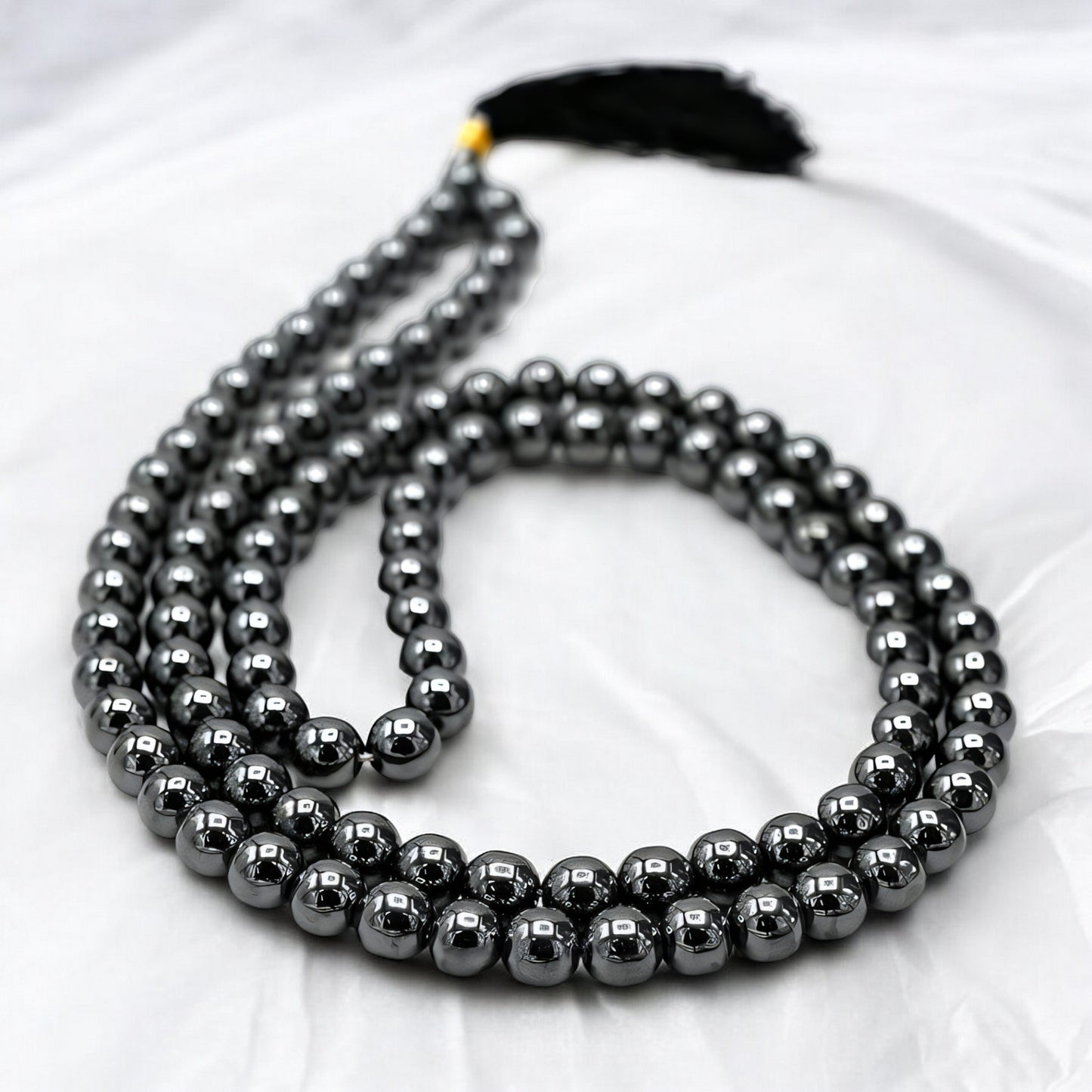 Hematite Gemstone 108 Bead Japa Mala Necklace for meditation and prayer