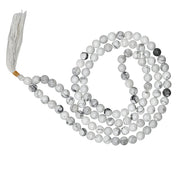 Howlite Gemstone 108 Bead Japa Mala Necklace for meditation and prayer