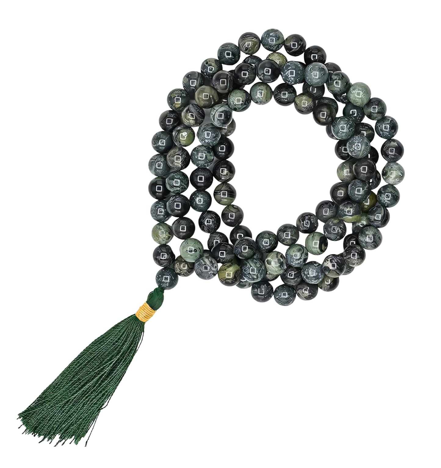 Kambaba Jasper Gemstone 108 Bead Japa Mala Necklace