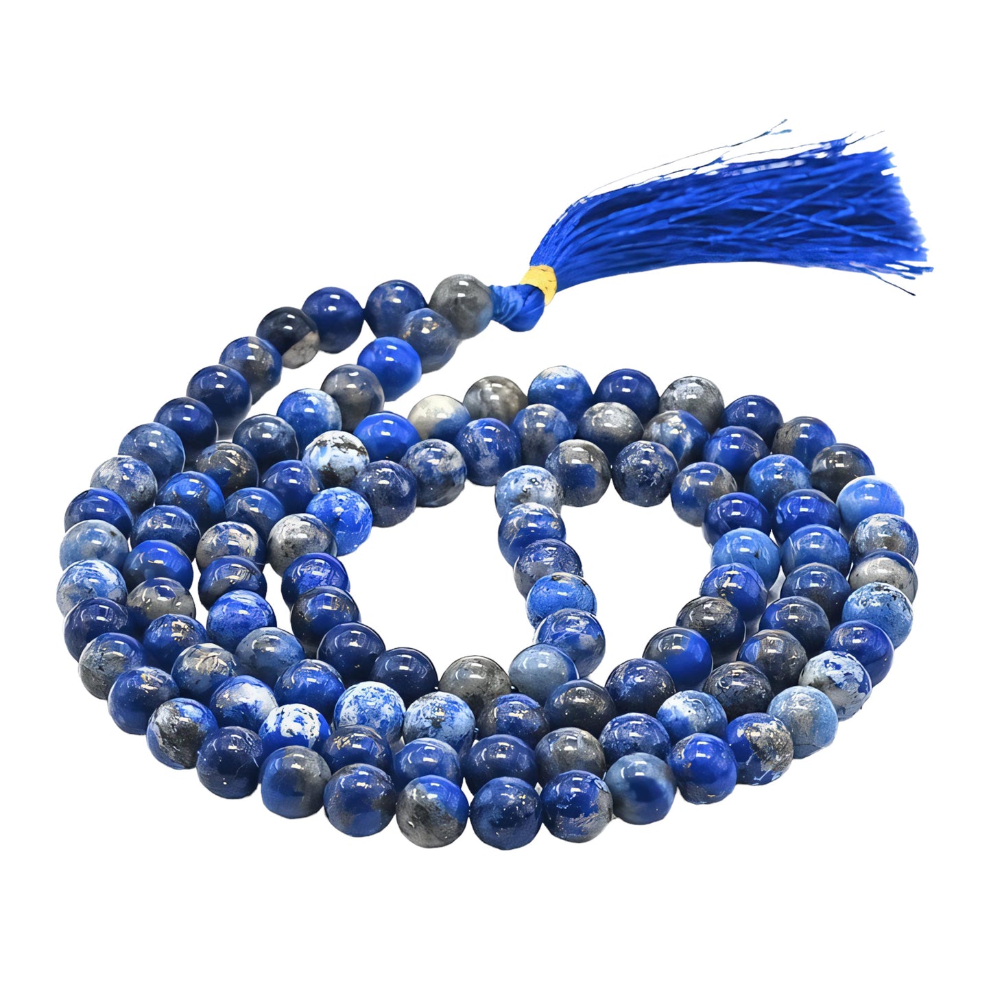 Natural Lapis Lazuli Gemstone 108 Bead Japa Mala Necklace