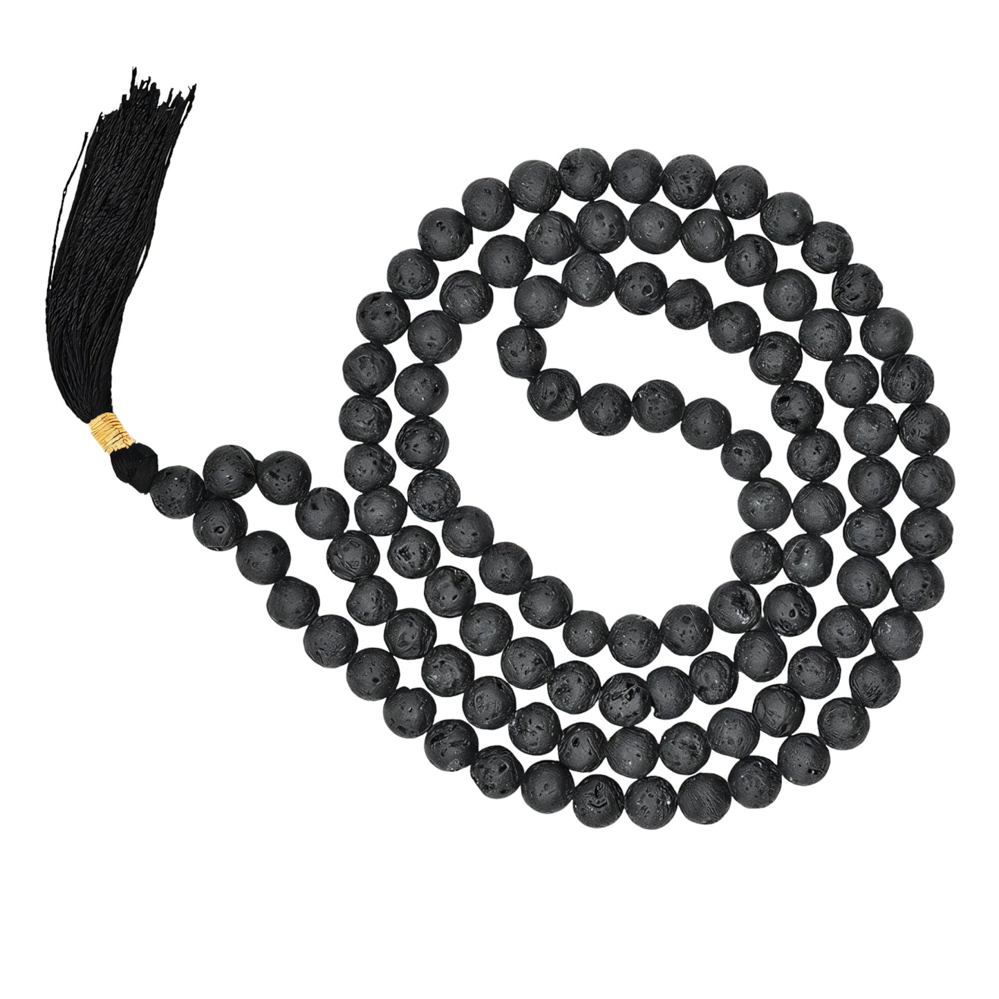 Natural Lava Stone Gemstone 108 Bead Japa Mala Necklace