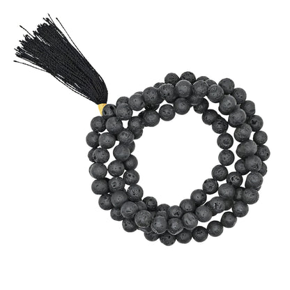 Natural Lava Stone Gemstone 108 Bead Japa Mala Necklace