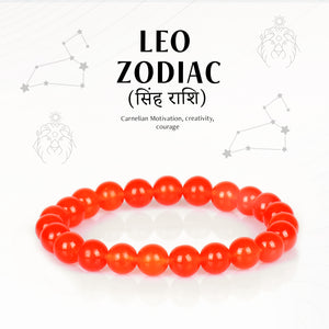 Carnelian Leo Zodiac Healing Crystal Bracelet