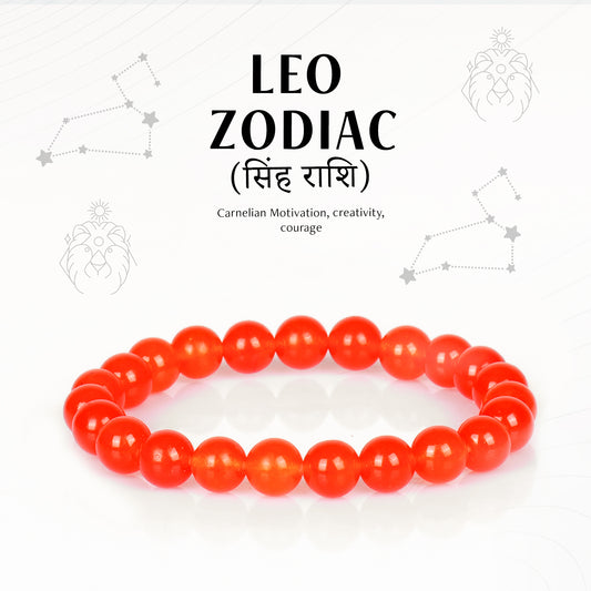 Carnelian Leo Zodiac(सिंह राशि) Certified Healing Crystal Bracelet