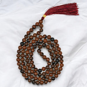 Natural Mahogany Obsidian Gemstone 108 Bead Japa Mala Necklace