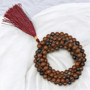 Natural Mahogany Obsidian Gemstone 108 Bead Japa Mala Necklace