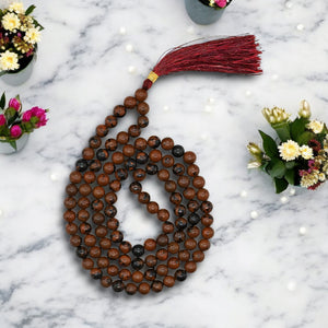 Natural Mahogany Obsidian Gemstone 108 Bead Japa Mala Necklace