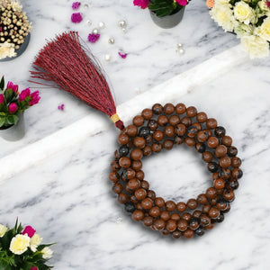 Natural Mahogany Obsidian Gemstone 108 Bead Japa Mala Necklace