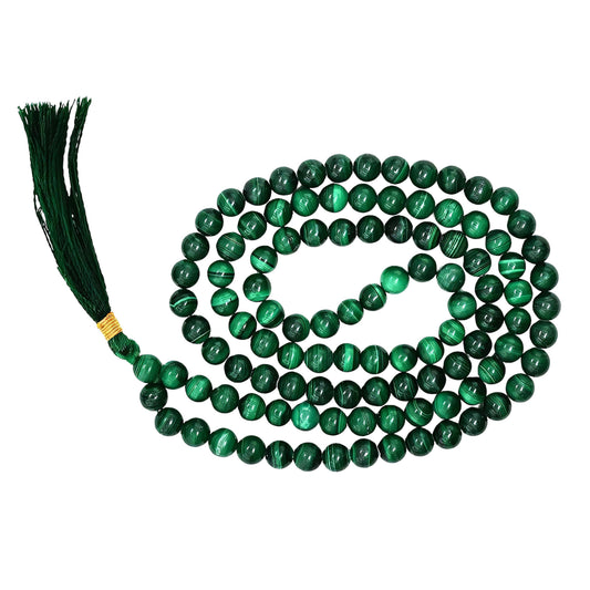 Natural Malachite Gemstone 108 Bead Japa Mala Necklace