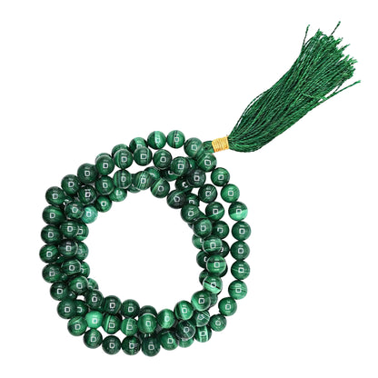 Natural Malachite Gemstone 108 Bead Japa Mala Necklace