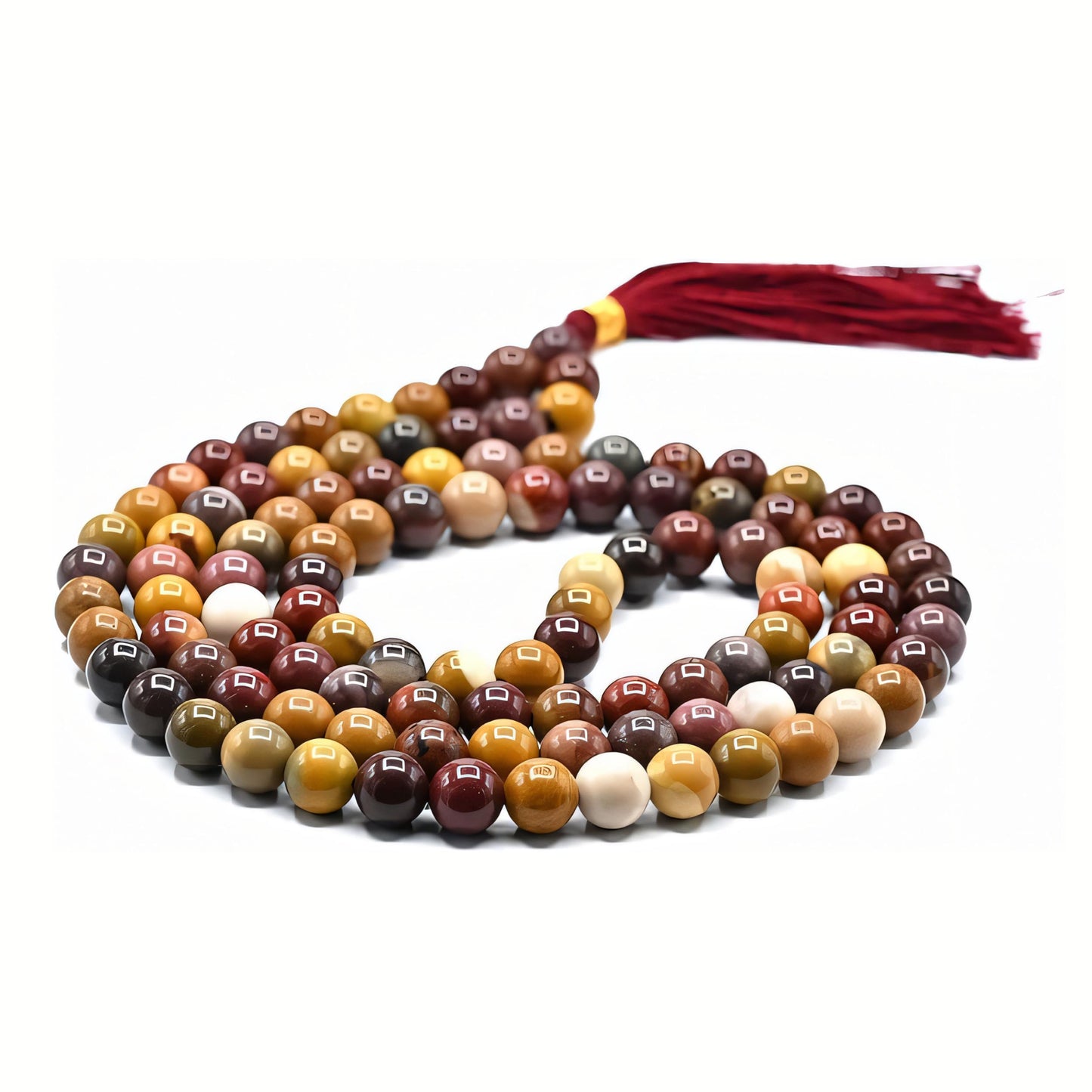 Natural Mookaite Jasper Gemstone 108 Bead Japa Mala Necklace