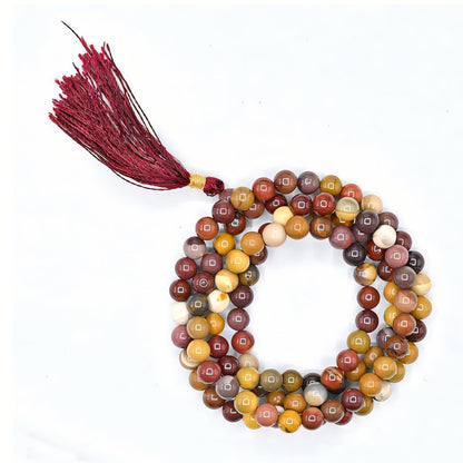 Natural Mookaite Jasper Gemstone 108 Bead Japa Mala Necklace