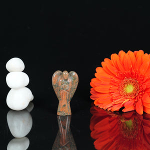 Unakite Crystal Angel Figurine & Statue For Emotional Healing, Balance