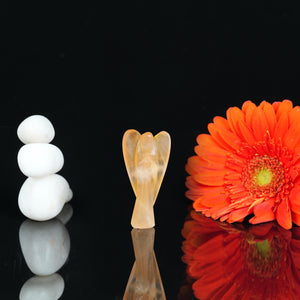 Orange Selenite Angel Figurine for Creativity, Vitality, and Emotional Healing