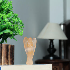 Orange Selenite Angel Figurine for Creativity, Vitality, and Emotional Healing