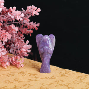 Lepidolite Angel Figurine for Emotional Healing, Tranquility, Balance