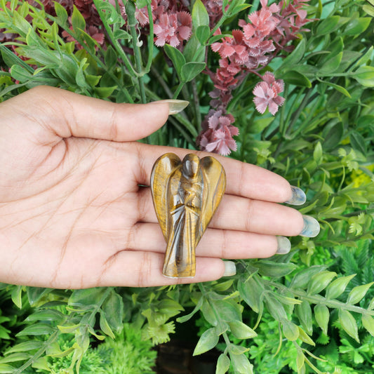 Tiger Eye Angel Figurine for Protection, Courage, Balance