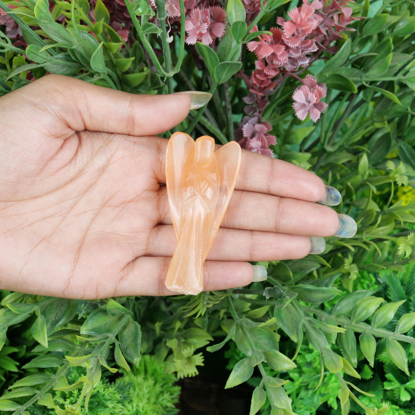 Orange Selenite Angel Figurine for Creativity, Vitality, and Emotional Healing