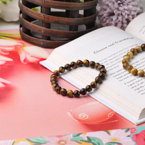 Certified Natural Tiger Eye Beaded Bracelet