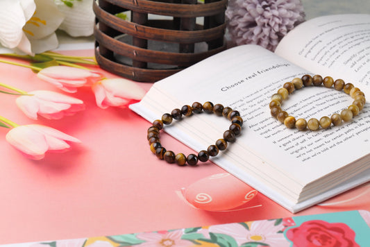 Certified Natural Tiger Eye Beaded Bracelet