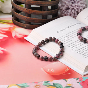 Rhodonite Beaded Bracelet for Emotional Healing and Balance