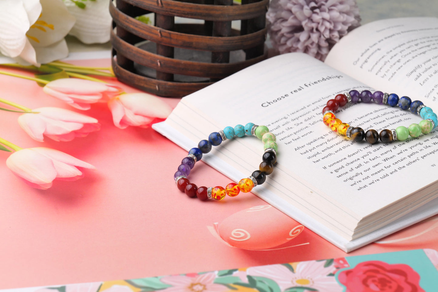 Charged Seven Chakra Gemstone Beaded Bracelet