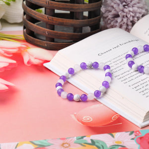 Amethyst and Howlite Beaded Bracelet