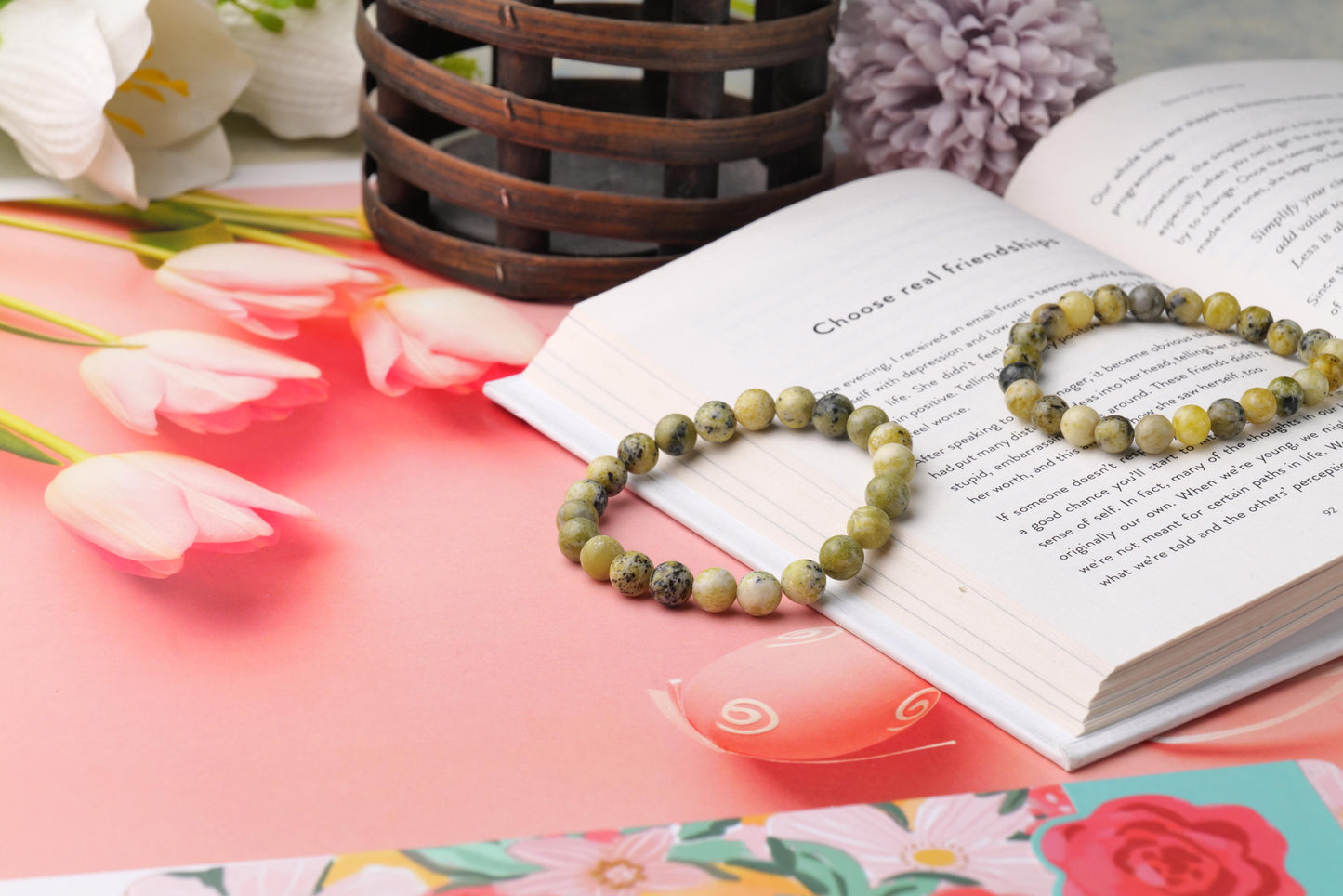 Certified Natural Serpentine Beaded Bracelet