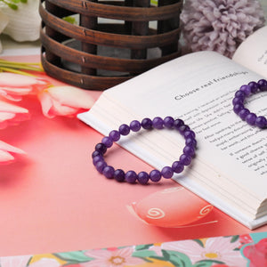 Amethyst Beaded Bracelet for Calm and Spiritual Growth