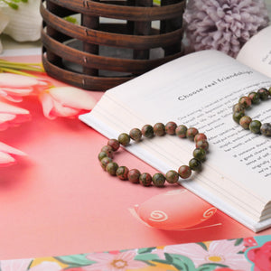 Unakite Jasper Beaded Bracelet Balance and Emotional Healing Stone