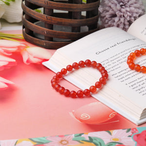 Red Carnelian Beaded Bracelet -