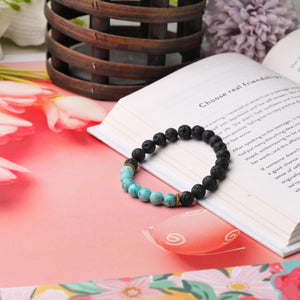 Turquoise and Lava Stone Beaded Bracelet