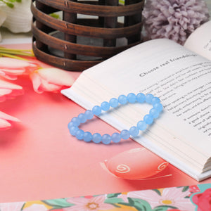 Certified Blue Agate Beaded Bracelet