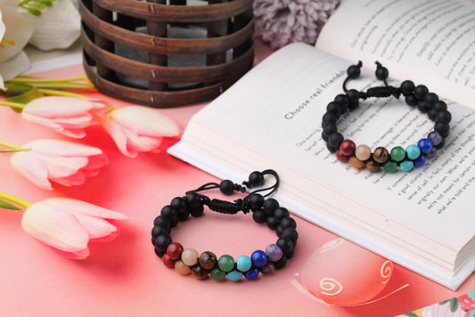 Dual Protection Seven Chakra Balancing Bracelet