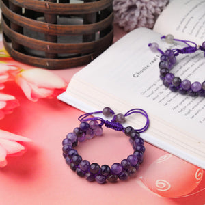 Amethyst Beaded Bracelet for Calm and Spiritual Growth