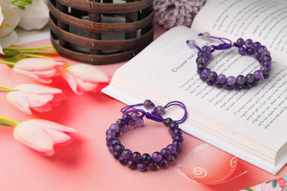 Amethyst Beaded Bracelet for Calm and Spiritual Growth