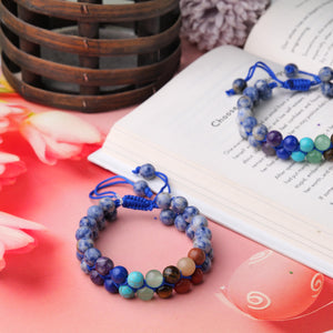 Certified Seven Chakra Healing Beaded Bracelet with Sodalite