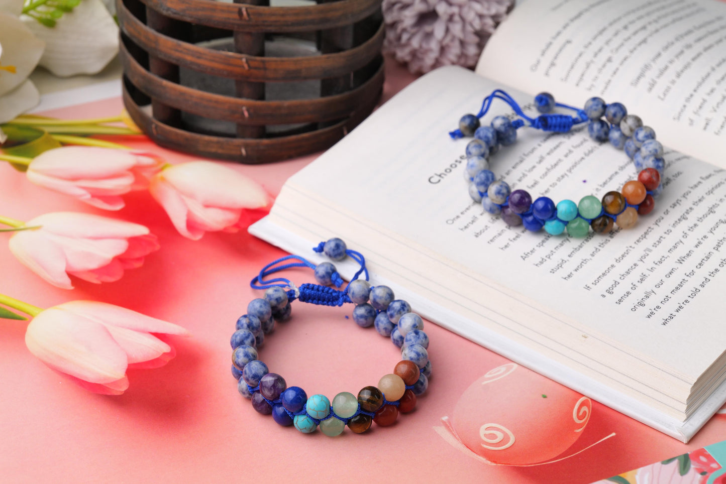 Certified Seven Chakra Healing Beaded Bracelet with Sodalite