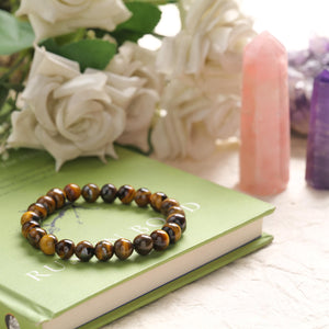 Certified Natural Tiger Eye Beaded Bracelet