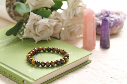 Certified Natural Tiger Eye Beaded Bracelet