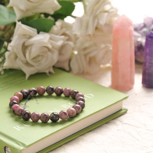 Rhodonite Beaded Bracelet for Emotional Healing and Balance