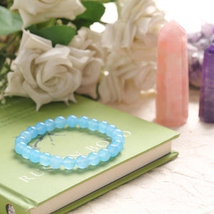 Certified Blue Agate Beaded Bracelet