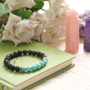 Turquoise and Lava Stone Beaded Bracelet