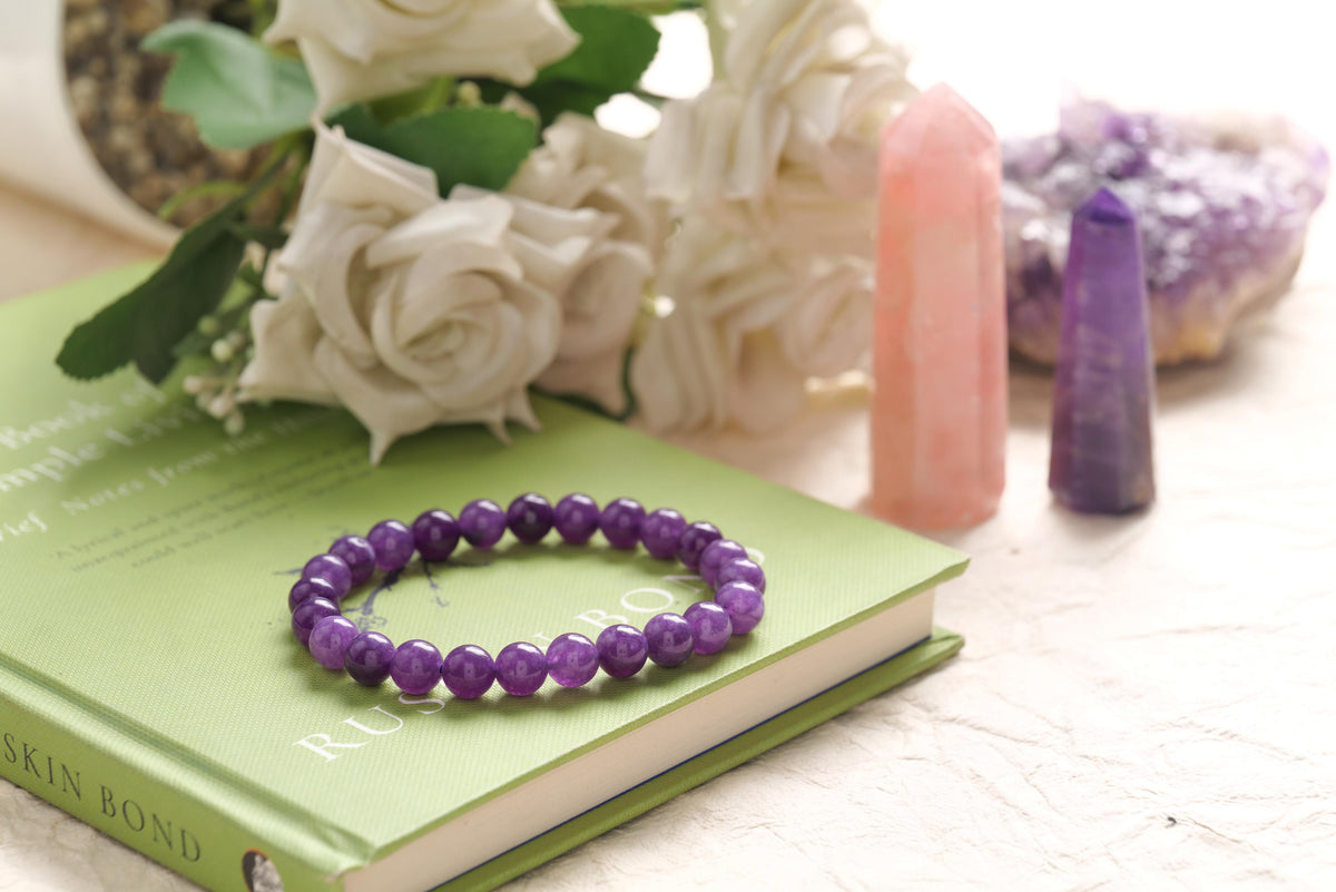 Amethyst Beaded Bracelet for Men & Women | GemGlow