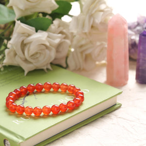 Red Carnelian Beaded Bracelet -