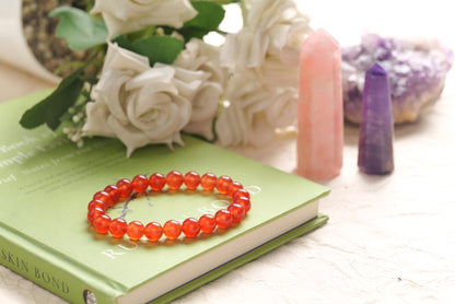 Certified Red Carnelian Beaded Bracelet