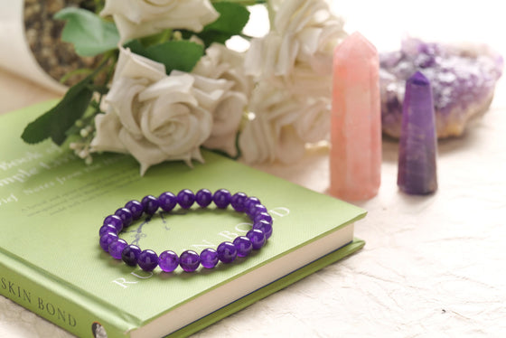 Certified Amethyst Beaded Bracelet | GemGlow India