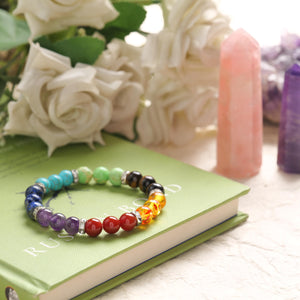 Charged Seven Chakra Gemstone Beaded Bracelet
