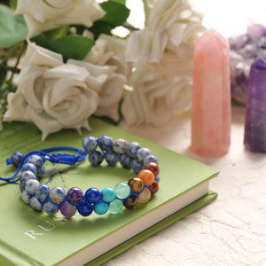 Certified Seven Chakra Healing Beaded Bracelet with Sodalite